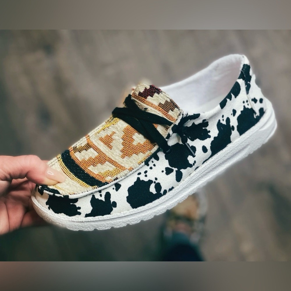 GYPSY JAZZ | Rockin’ Aztec Cow slip on shoes/sneakers